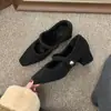 Zapatos de invierno para mujer de punta cuadrada, tacón grueso gris, estilo francés elegante, forrados de felpa, zapatos Mary Jane de tacón alto con pelo