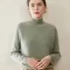 Suéter de Caxemira com Ponto Ingot, Gola Meia-Alta de Doze Pontos, Design de Moda, Novo Suéter Pulôver Confortável e Quente para Mulheres Outono e Inverno