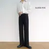 Calças Cropped Lisas Elegantes e de Caimento Leve para Homens, Outono, Bom Caimento, Emagrecimento, Alongamento das Pernas, Corte Reto, Calças Longas Casuais