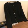 Outono e inverno Novo 100 pura lã pescoço redondo cardigan mulheres malha casaco solto estilo ocidental suéter estilo coreano top