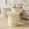 Juego de Cubo de Agua para el Hogar, Lavabo, Cucharón de Agua, Cubo de Plástico Engrosado, Gran Capacidad, Uso Doméstico, Set de Tres Piezas para Baño en Dormitorio de Estudiantes