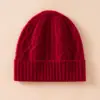 Gorro de Punto 100% Cachemira para Mujer Otoño e Invierno, Tejido de Trenza, Protección Cálida para Orejas, Sombrero de Lana Versátil de Color Sólido, Casual