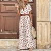 2020Ebay Aliexpress Wish Vestido Floral de Moda para Mujer de Estilo Bohemio con Cuello en V de Gran Venta