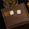 Pendientes Colgantes Anillo Rectangulares de Lujo Ligero 18K Temperamento Fresco Moda de Alta Gama Versátiles Accesorios de Joyería Venta al por Mayor