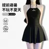 Traje de baño de una pieza, Traje de baño conservador para mujer, Traje de baño estilo falda adelgazante para niñas jóvenes, Traje de baño de corte cuadrado para aguas termales, Traje de baño estilo deseo puro para estudiantes