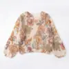 Suéter de mohair cepillado atmosférico top de punto floral con cuentas fuera del hombro nuevo estilo coreano para mujer