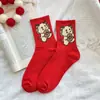 Calcetines Rojos del Año del Dragón para Mujer, Dulces y Lindos, Calcetines de Año Nuevo a la Moda, Estilo Animal de Dibujos Animados, Calcetines Rojos de Año Nuevo con Diseños de Anime