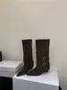 Primer Encuentro Ji Po Gen Gamuza Punta Fina Pierna Recta Botas de Caña Larga Mujer 2026 Otoño Invierno Nuevas Botas de Mujer Hebilla Retro Media