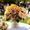Rosas Simuladas 5 Cabezas Rosas Rizadas Set de Decoración para Fotos de Boda Accesorios para el Hogar Flores Simuladas Rosas Falsas