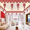 Conjunto de Decoração para Quarto de Casamento: Decorações Penduradas no Teto, Lanternas, Caracteres de Felicidade Dupla para o Quarto do Noivo e da Noiva, Decorações de Casamento para Casa Nova