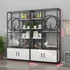 Partición Calada de Hierro Nuevo Estante de Almacenamiento Mampara de Entrada Estantería Gabinete Decorativo de Oficina de Pie Vitrina Multicapa