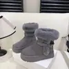 Botas de Neve de Couro com Solado Grosso Antiderrapante Forradas com Pelo para Mulheres Veludo Plus Veludo Quente de Inverno Novos Sapatos de Algodão Botas Curtas