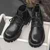 Botas Martin para hombre, moda transfronteriza otoño/invierno, botas cortas de cuero de media a alta caña de moda para hombre, botas de trabajo de suela gruesa, botas de cuero, botas para hombre