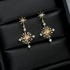 Aretes de estrella circonita AAA incrustados con chapado en oro real temperamento de moda para niñas exquisito lote de fábrica aretes coreanos de red