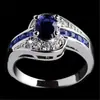Deseo Aliexpress Amazon Joyería Transfronteriza Anillo de Diamante de Circonita de Cristal Azul Venta Directa de Fábrica Lleno de Diamantes Exquisito