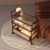 Mesa de Centro Móvil 2026 Estilo Nuevo Lujo Ligero Sensación de Alta Gama Estilo Vintage Carrito Pequeño Mesa Auxiliar Gabinete Lateral de Sofá Sala de Estar Uso Doméstico