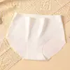 Calcinhas de Seda de Gelo Femininas Finas Cintura Média Sem Costura Levanta Bumbum 3D Controle de Barriga Forro de Algodão Antibacteriano Shorts Triângulo Nude para Meninas
