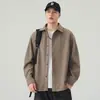 Camisa de Manga Larga a Rayas para Hombre 2026 Otoño Nueva Patchwork Casual Camisa Chaqueta Retro Japonés Color Sólido Tendencia