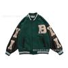 Carta de Tendencia Nacional Uniforme de Béisbol Bordado para Hombre Marca de Moda Urbana Empalme de Color en Contraste Chaqueta Hip-Hop Trendy Chaqueta Personalizada