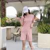 2023 Verão novo plissado Ice Silk bordado terno feminino cor sólida moda casual all-match Esportes chiffon terno mulheres
