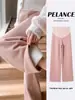 Pantalones de maternidad para primavera y otoño, Pantalones de pierna ancha, Pantalones casuales holgados versátiles con soporte para el vientre, Pantalones de pierna recta, Pantalones de maternidad ajustables de talla grande