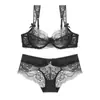 Conjunto de Sujetador Transparente Fino de Encaje de Lujo Europeo y Americano para Mujer, Conjunto de Ropa Interior Transpirable 9188