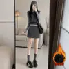 Falda ajustada al cuerpo mujer otoño falda midi 2026 nuevo estilo gris cintura alta delgada sexy chica traje de falda corta falda de línea A falda midi