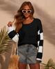 Suéter de Punto con Cuello Redondo para Mujer, Nuevo Otoño/Invierno 2025, Manga Larga Estampado Multicolor Bloque de Color, Moda Europea y Americana para Mujer, Pedido Pequeño al por Mayor