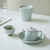 Tetera de Cerámica Flor de Loto Azul Antigua Sitao Zhai Tetera Doméstica Creativa con Relieve Infusor para Tetera Juego de Té Kung Fu