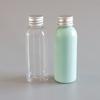 Botella de muestra para prueba de 50 ml, tapa de aluminio blanco transparente, botella para pintura, botella para pintura, botella para emulsión cosmética, regadera pequeña