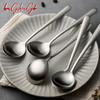 Cuchara de Acero Inoxidable 316L para Uso Doméstico, Acabado Cepillado Mate, Cuchara Exquisita para Comer, Alto Valor Estético, Mango Largo, Cuchara Profunda para Sopa