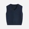 2026 Nuevo Estilo Suéter Chaleco Preppy con Cuello en V para Niños y Niñas, Chaleco Tejido de Algodón Delgado de Color Sólido para Primavera y Otoño