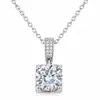 Colar de Diamante Quadrado Moissanite Corrente Simples e Elegante na Clavícula Pingente Requintado Luxo Leve Corrente Super Brilhante na Clavícula Atacado