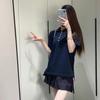 TB Verano Nuevo Top de Manga Corta Cuello Redondo para Mujer Polo Casual Versátil para Hombre y Mujer con Lazo en la Espalda