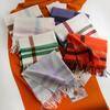 Bufanda de Cachemira Sintética para Mujer Otoño e Invierno, Nueva Moda Bufanda de Cuadros Estampada con Bloques de Color y Flecos, Bufanda Cálida y a Prueba de Frío para el Cuello