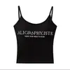 Puro Desejo Estilo Vermelho Carta Camisole Mulheres Verão Exterior Wear Slim-fit Americano Doce Hot Girl Short Sleeveless Small Top