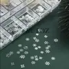 Set de 12 lentejuelas metálicas para decoración de uñas de copo de nieve blanco, escamas de copo de nieve huecas, decoraciones DIY para uñas de Navidad y invierno