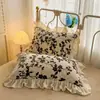 Juego de Cama Grueso de Terciopelo de Leche Estampado de Invierno de Cuatro Piezas, Funda de Edredón de Forro Polar de Alto Peso, Sábana, Ropa de Cama