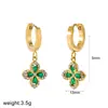Aretes de Acero Inoxidable con Incrustaciones de Diamante Flor de Pueblo Trébol de Cuatro Hojas Lujo Ligero Sensación de Alta Gama Flor de Diamante de Color Aros de Acero de Titanio Accesorios para Orejas No se Desvanecen