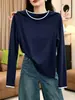La camiseta de manga larga de algodón puro más vendida de este año para mujer, una prenda elegante y versátil perfecta para usar en capas en otoño, con un diseño único y moderno.