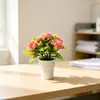 Paisaje en Miniatura 5 Claveles Artificiales Planta en Maceta Pequeña Maceta Imitación Helado Flores Falsas Lindas Mini Bonsái Decoración de Escritorio
