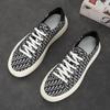 2026 Novo Modelo Harley-Sas 9293 Estilo Britânico Tecido Respirável Sapatos Slip-On Cano Baixo Masculino Casuais de Lona