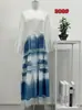 Vestido Tie-Dye Hecho a Mano Original Blue Root de Tablero de Planta Pura para Mujer Falda Larga de Verano para Mujer Falda de Gama Alta