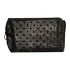 Bolsa de maquillaje portátil con forma de corazón de malla transparente transfronteriza, bolsa de aseo de viaje de gran capacidad, bolsa para lápiz labial de mujer, bolsa para retoques
