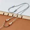 Colar Corrente Fina Ajustável para Clavícula com Pérolas Naturais de Jade e Cristal de Jade Hetian Corda de Ágata Disponível para Atacado