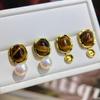 Configurações de Brinco de Zircônia Pérola Banhadas a Ouro 18K Acessórios Naturais de Madrepérola para Brincos DIY para Mulheres Materiais Artesanais DIY