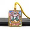 Colgante Thangka Hecho a Mano de Acero de Titanio con Dorado Espolvoreado, Cinco Ancianos Dios Amarillo de la Riqueza, Colgante Thangka con Dorado Espolvoreado del Pasado y el Presente