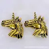 Botón metálico retro de alta gama hebilla de forma especial botón de animal botón con forma de unicornio hebilla decorativa linda 25MM joyería