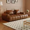 Sofá nuevo de cuero encerado al aceite estilo vintage para rascar gatos para sala de estar, adecuado para apartamentos pequeños, sofá de líneas rectas minimalista estilo americano