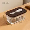 Caixa de Sobremesa de Bolo de Queijo com Tampa de Vidro para Amazon Transfronteiriça, Manteigueira Estilo Nórdico com Faca